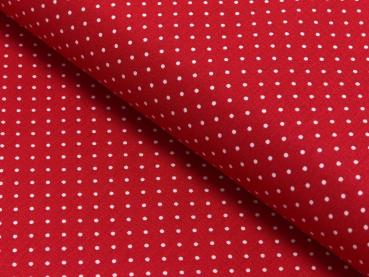 Baumwoll Druck Tupfen Rot/ Weiß 2mm